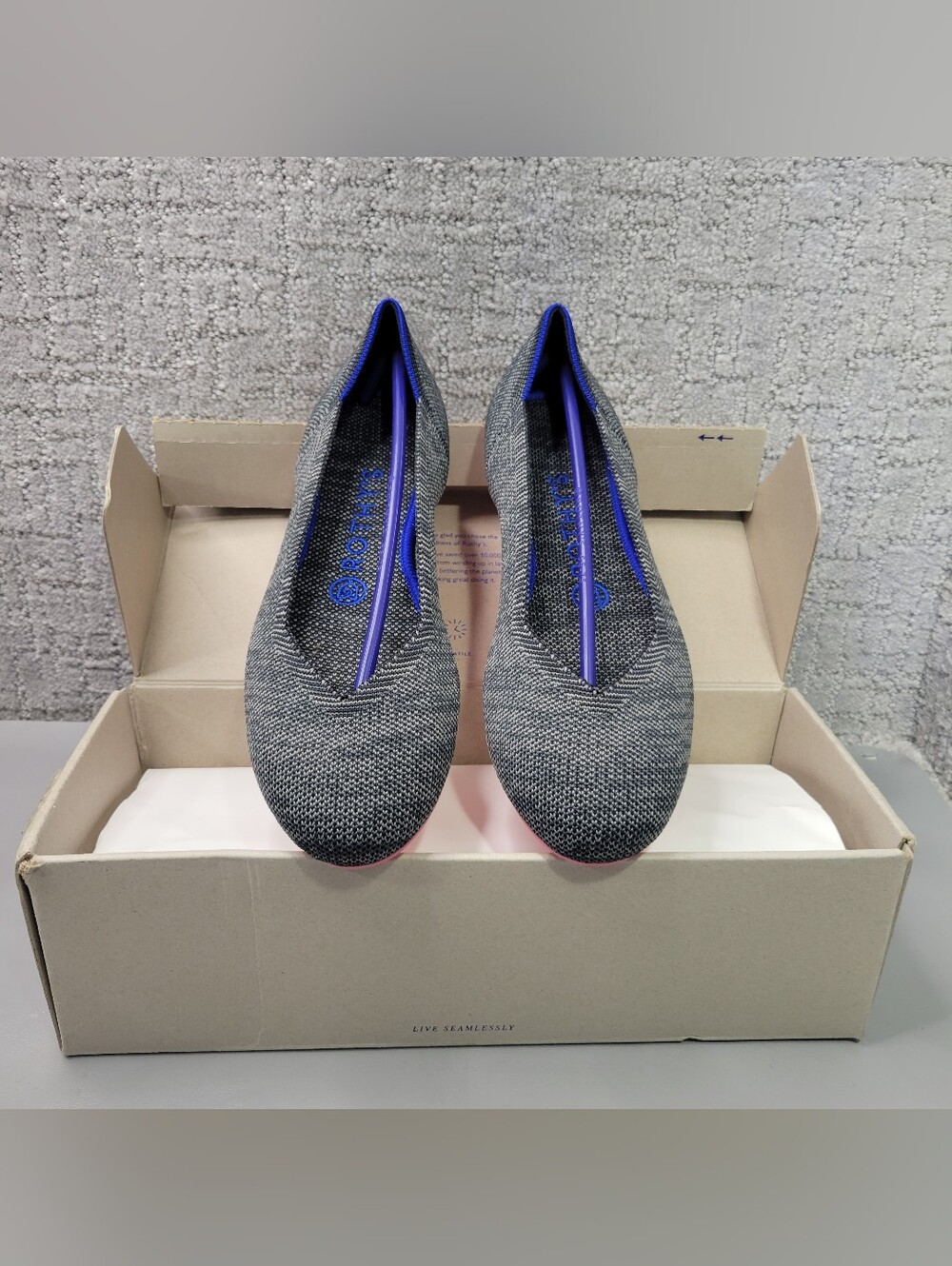 Rothy’s The Flat Women's Size US 7.5 Charcoal Birdseye Slip On Shoes